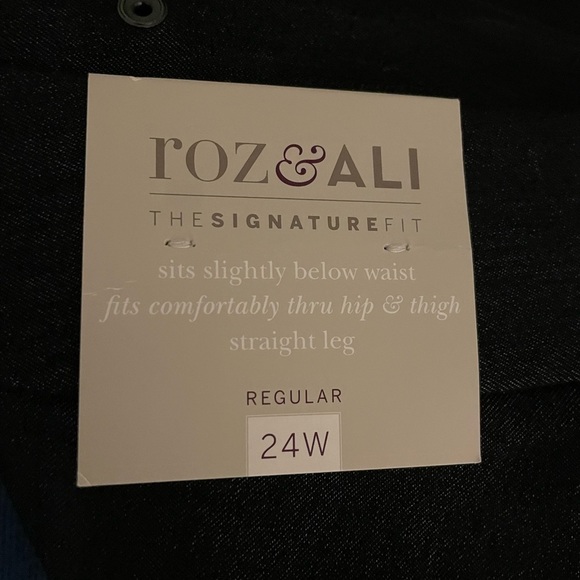 NWT Roz and Ali dark blue size 24 dress pants.  Blue denim look color - Picture 8 of 12